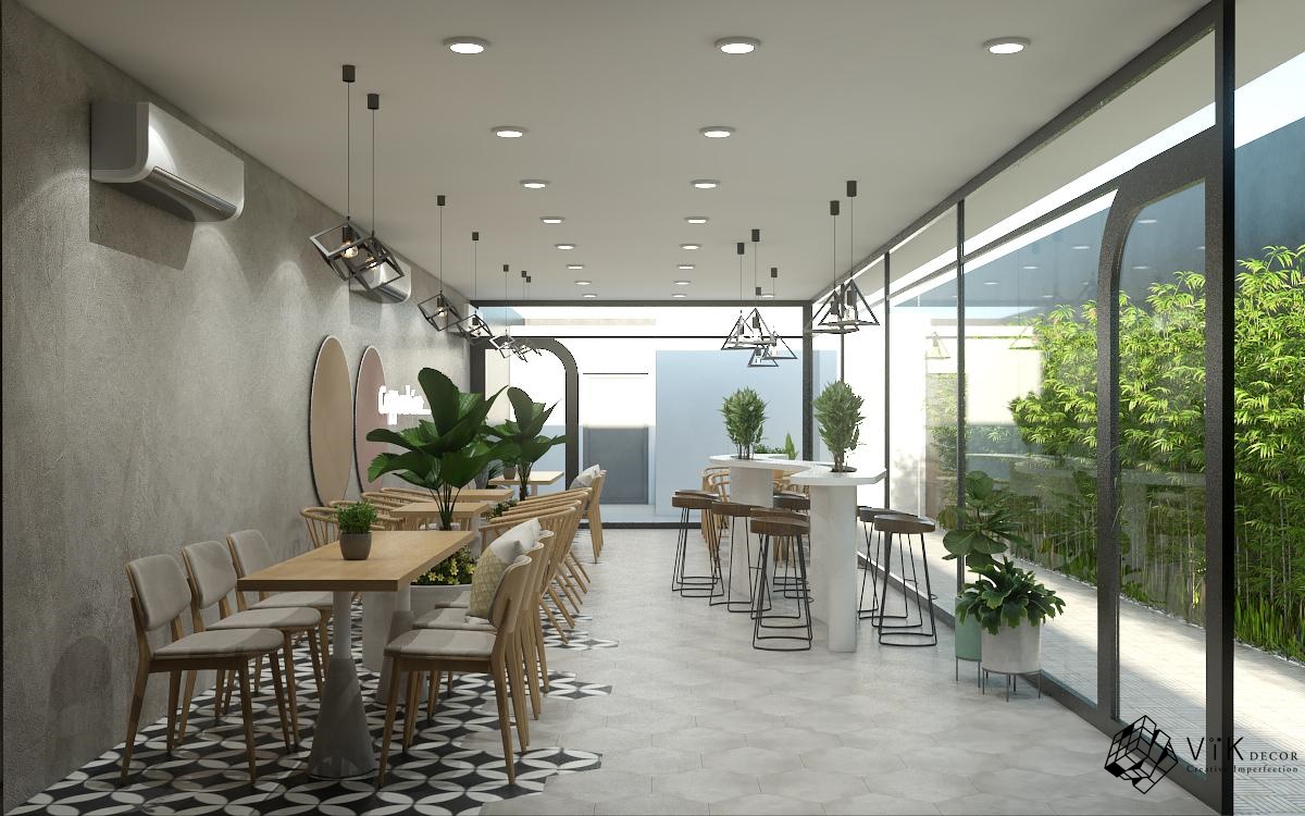 thiết kế nội thất quán cafe hiện đại